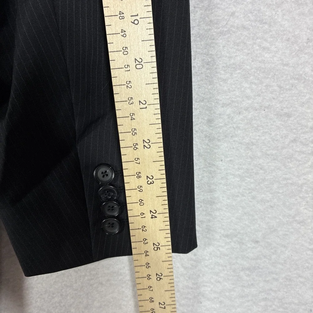 Z Zegna Mens Black Pinstripe Suit Jacket Blazer Two Button Notch Lapel 52R